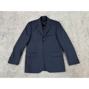 Banana Republic Suit Jacket 38 S Navy Wool Subtle Striped Wool Designer Luxury